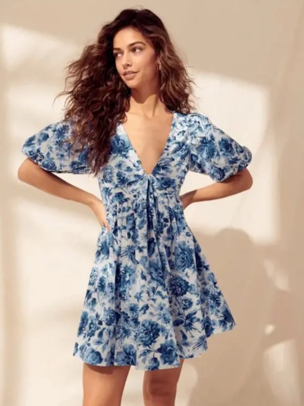 Abercrombie & Fitch Summer Spring Floral Tie Front Puff Sleeve Mini Dress Sz S